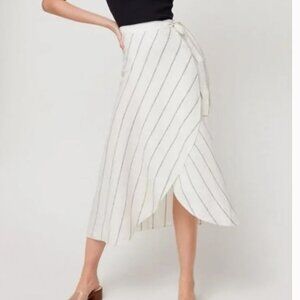ARITZIA WILFRED - Eleta Light Cream & Black Striped Wrap Skirt Women's Size S